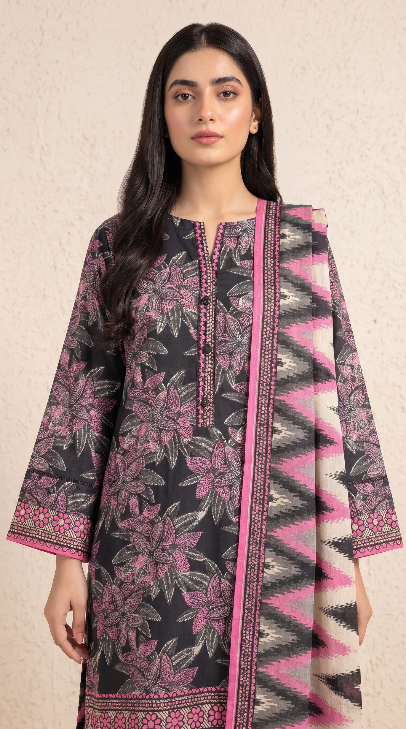 3Pc Embroidered Suit