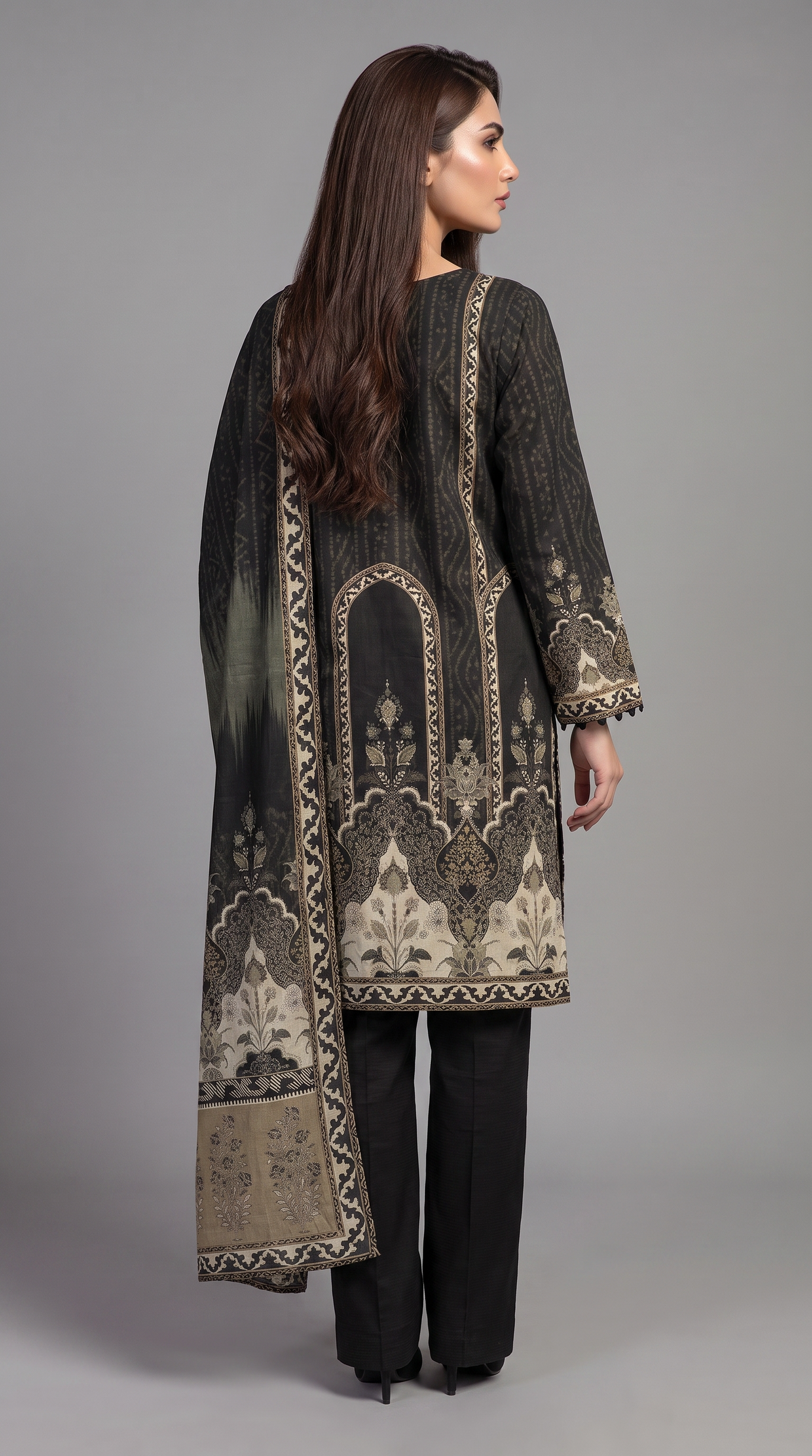 3Pc Printed Cross Hatch Suit