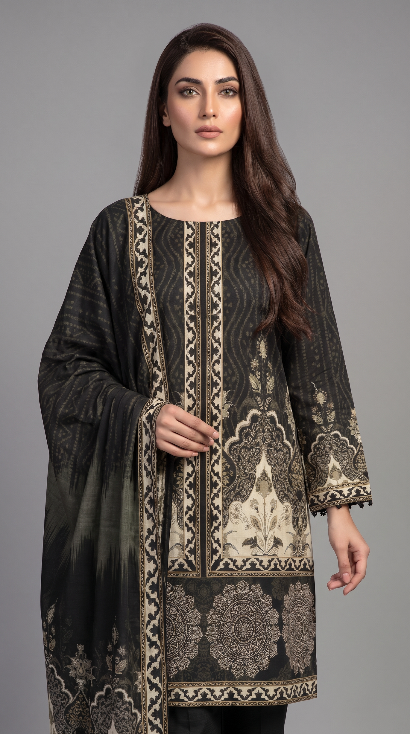 3Pc Printed Cross Hatch Suit
