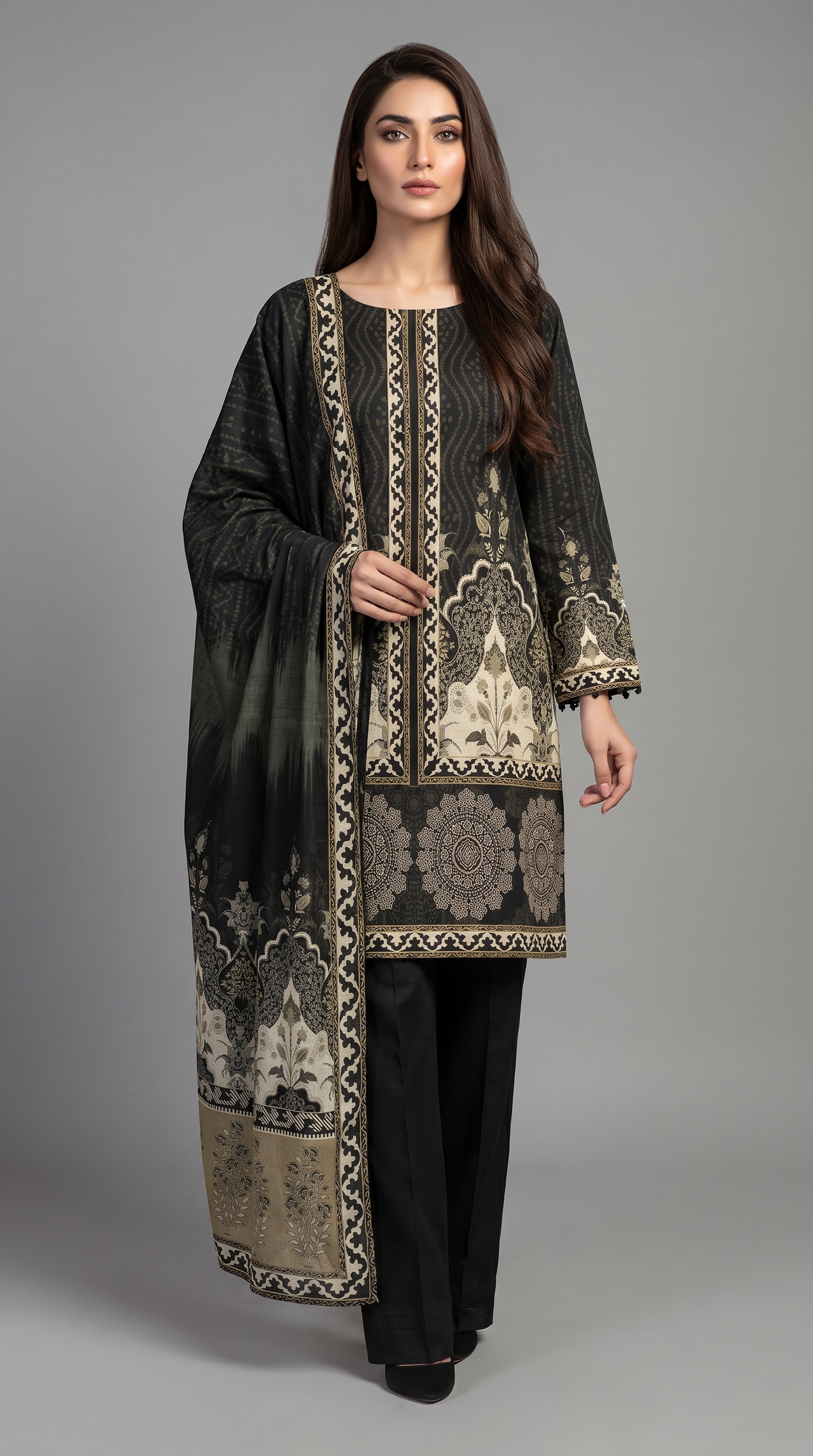 3Pc Printed Cross Hatch Suit