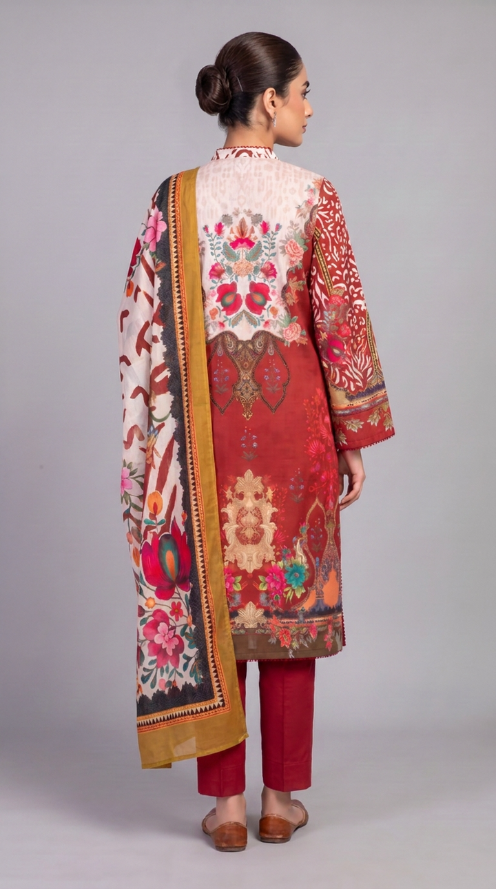 3Pc Printed Cross Hatch Suit