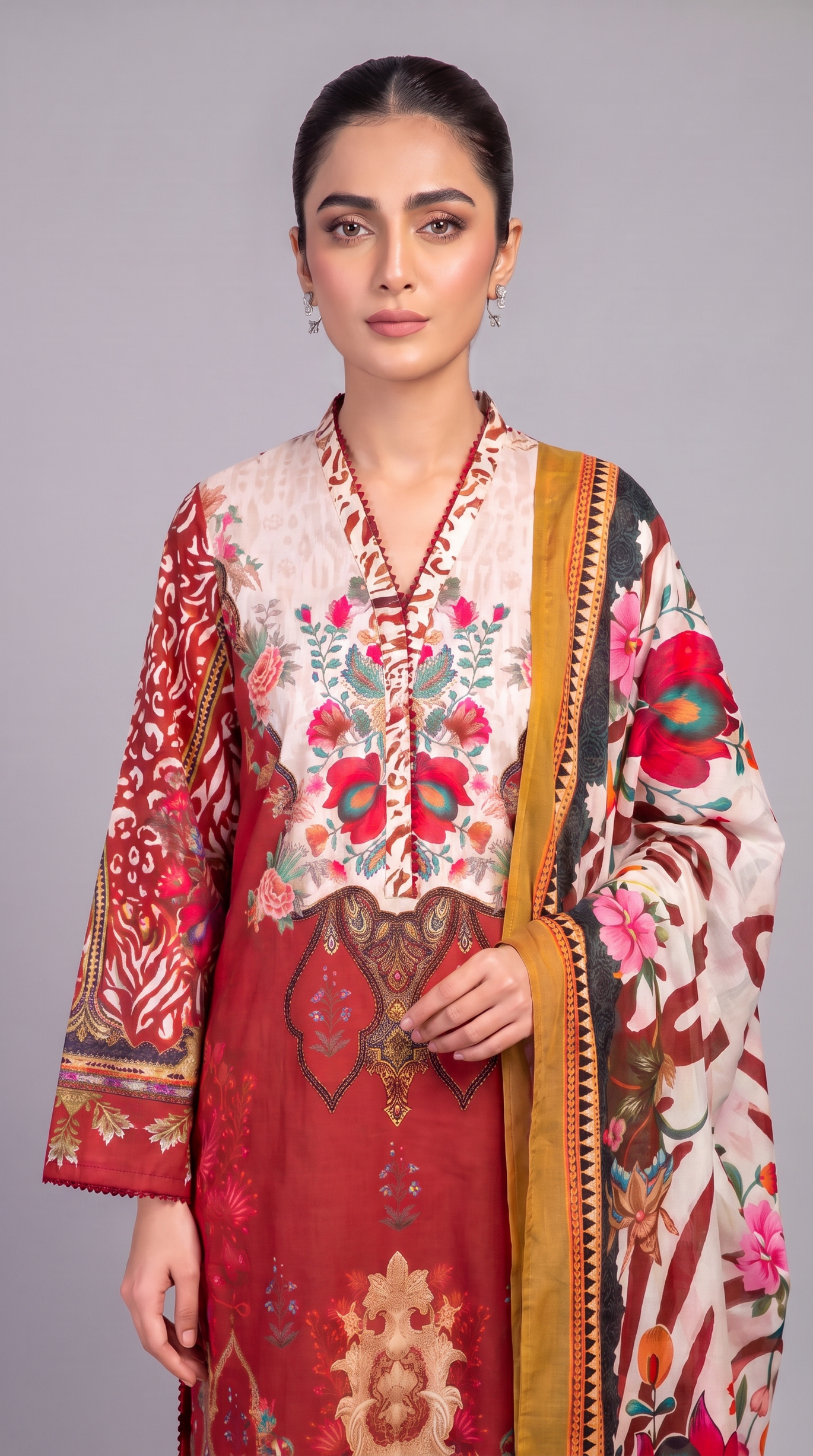 3Pc Printed Cross Hatch Suit