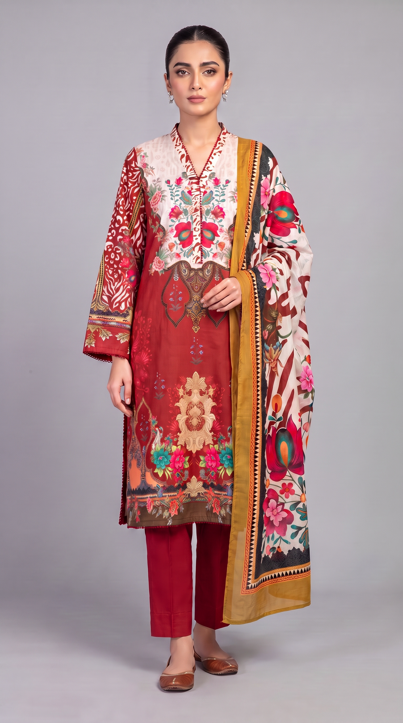 3Pc Printed Cross Hatch Suit
