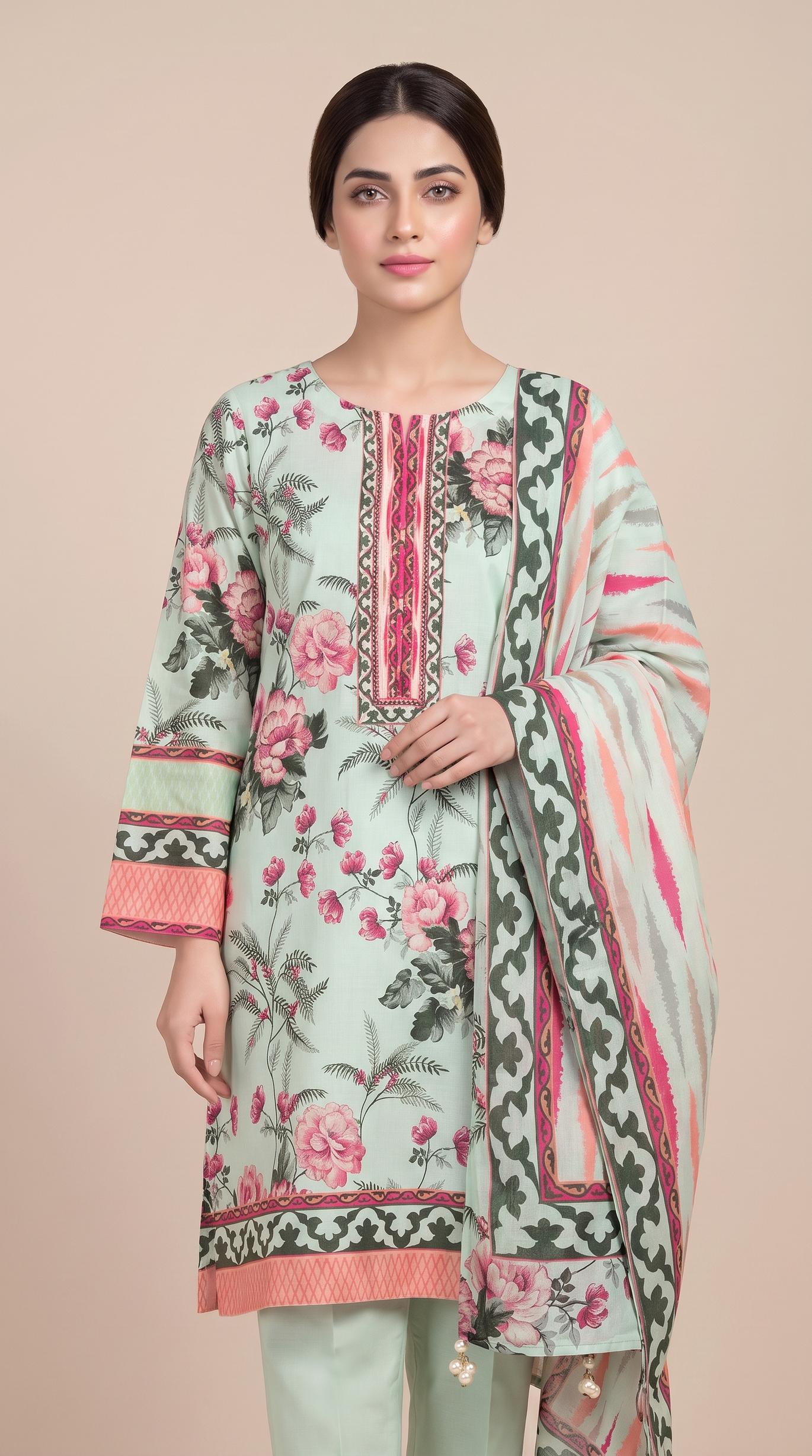 3Pc Printed Cross Hatch Suit