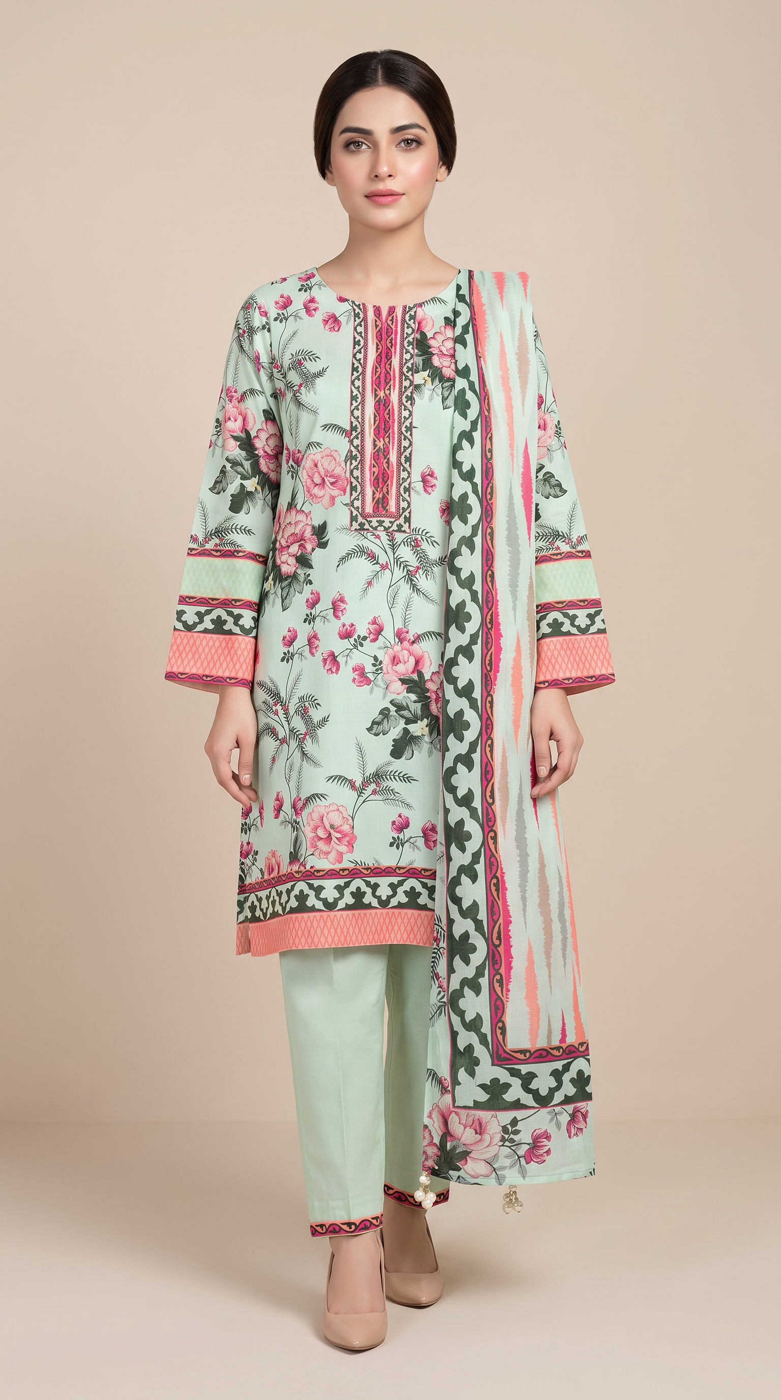 3Pc Printed Cross Hatch Suit