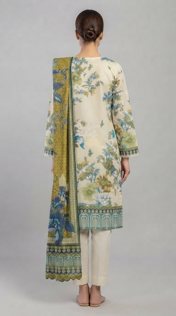3Pc Embroidered Suit