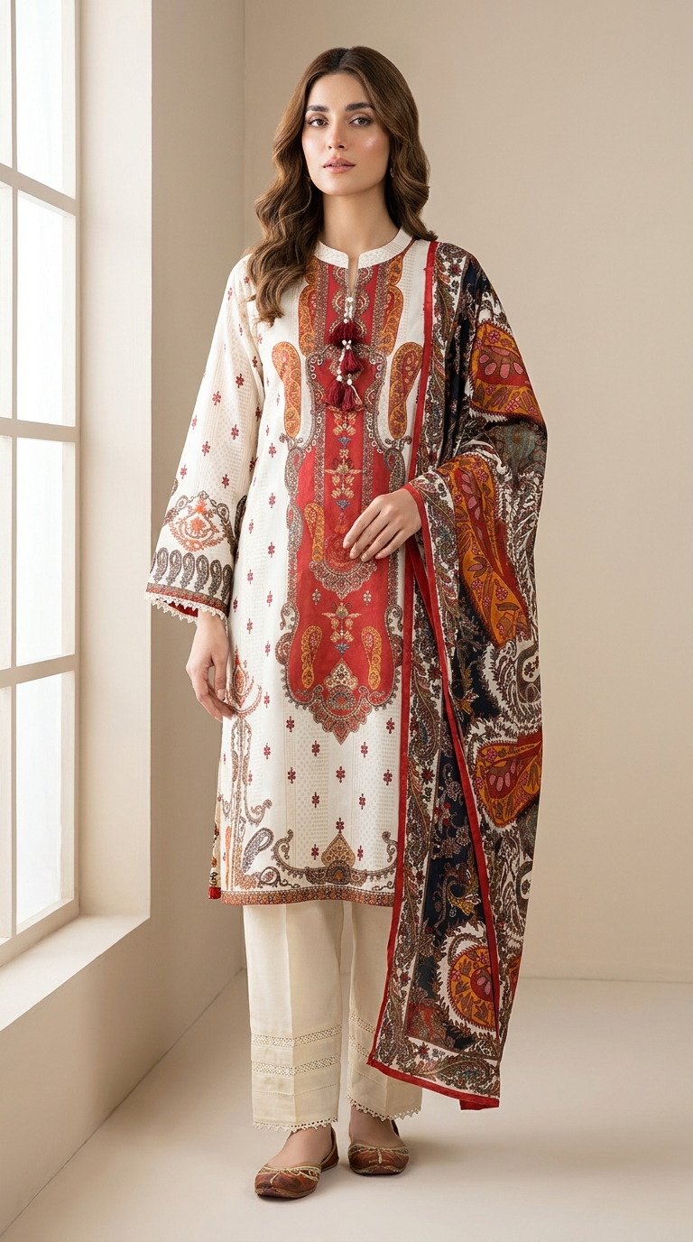 3Pc Printed Lawn Suit