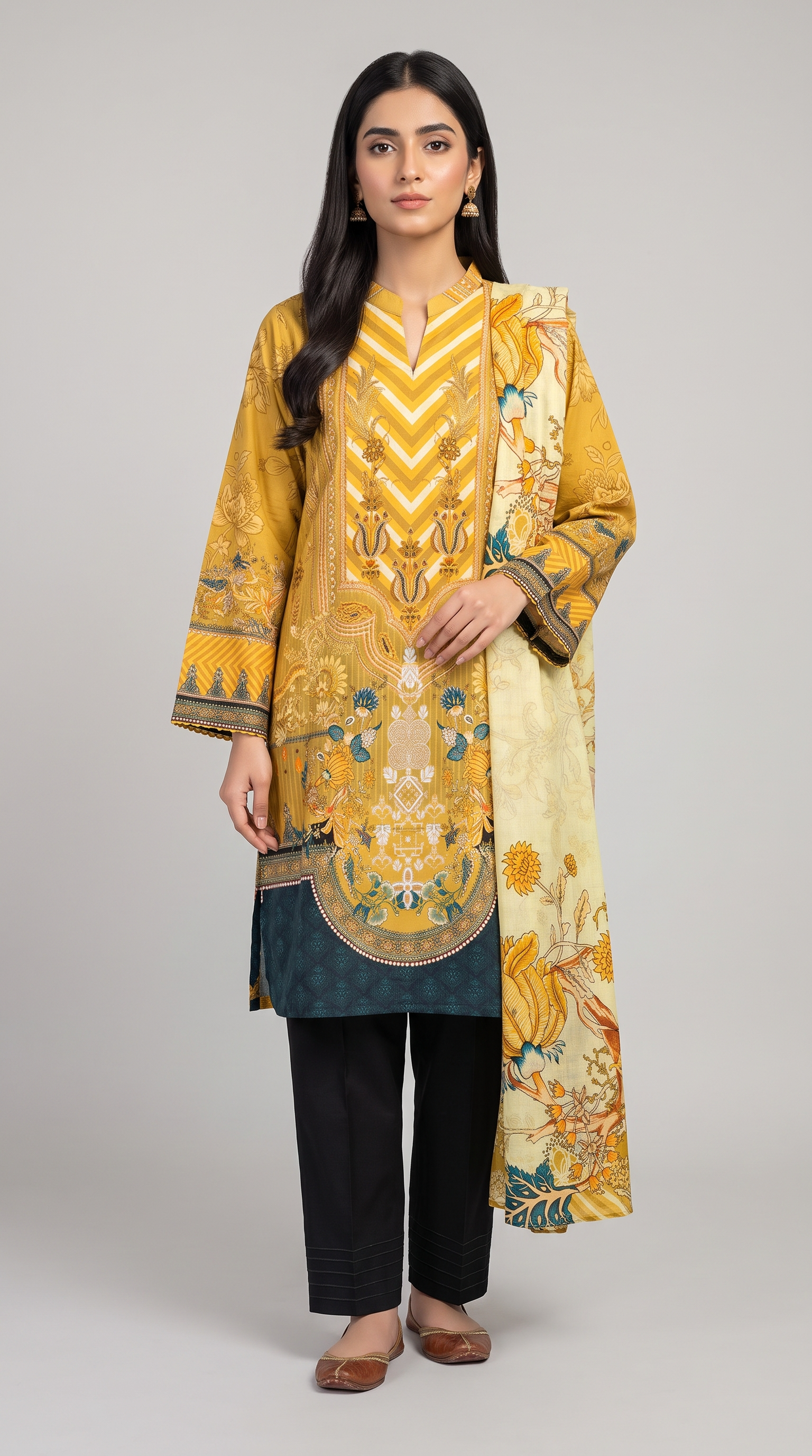 3Pc Printed Cross Hatch Suit
