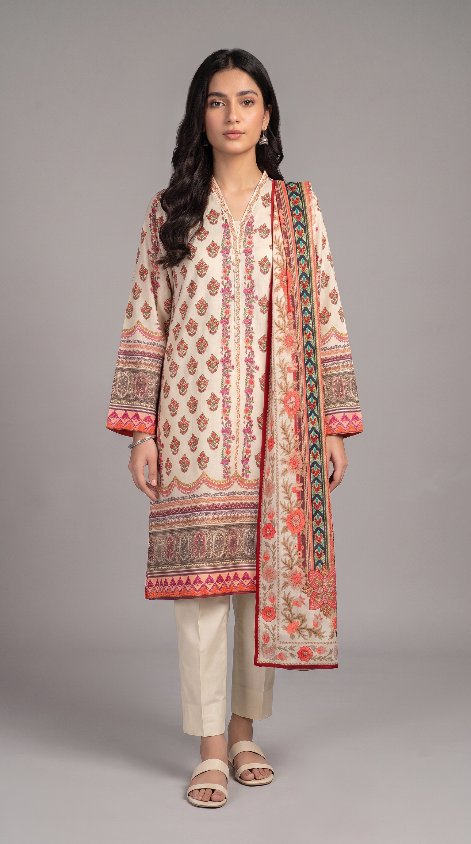 3Pc Printed Cross Hatch Suit