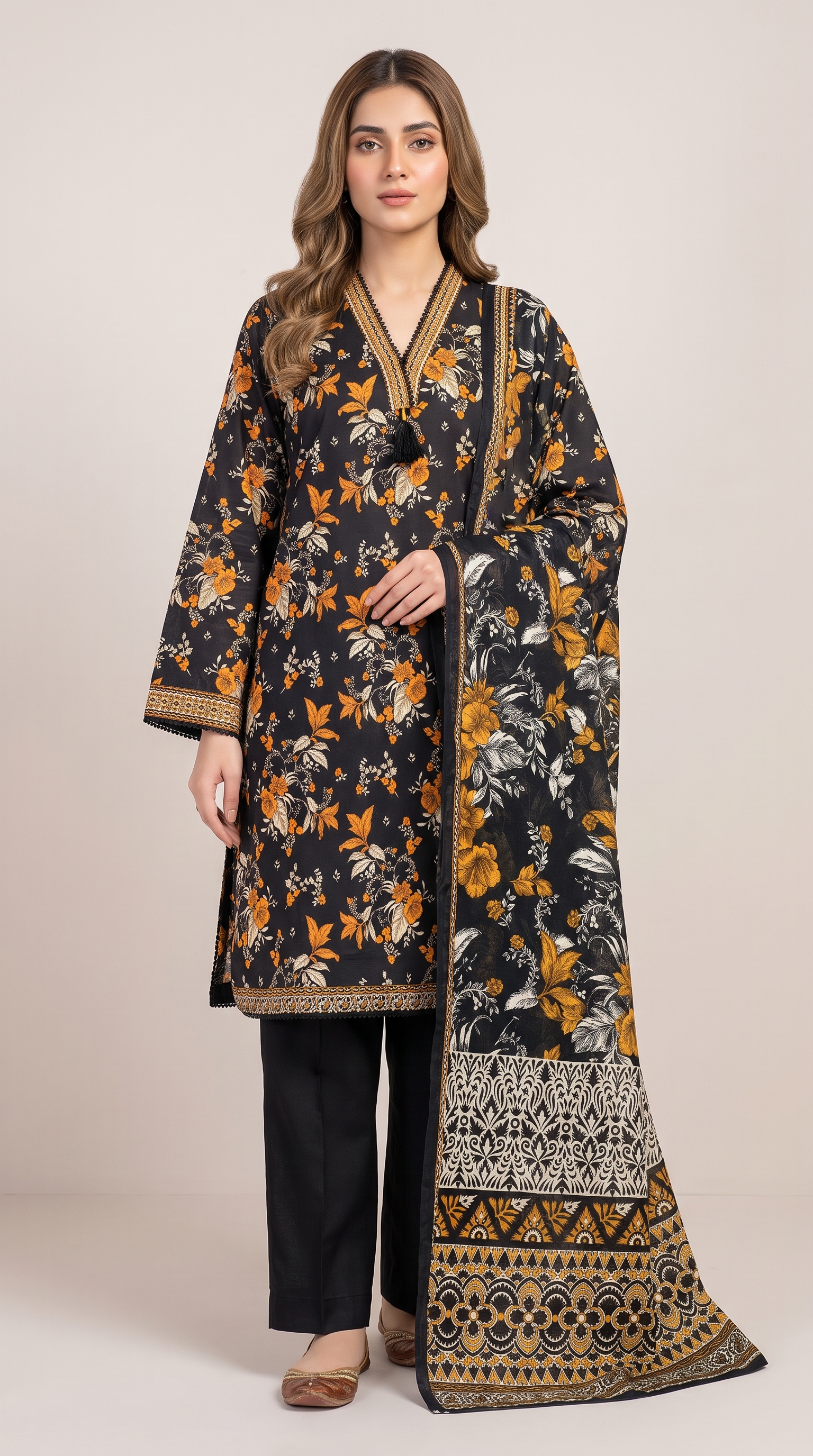 3Pc Printed Cross Hatch Suit