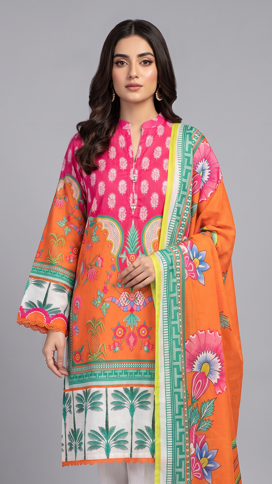 3Pc Printed Cross Hatch Suit