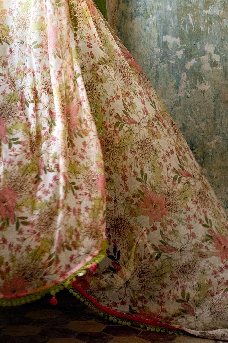 3 Piece Embroidered Lawn Suit with Organza Neckline, Borders and Printed Chiffon Dupatta