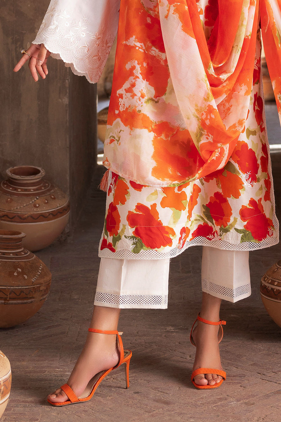 3 Piece Embroidered Printed Lawn Suit with Printed Chiffon Dupatta