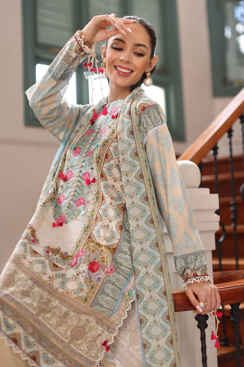 3 Piece Printed Lawn Suit with Chiffon Dupatta