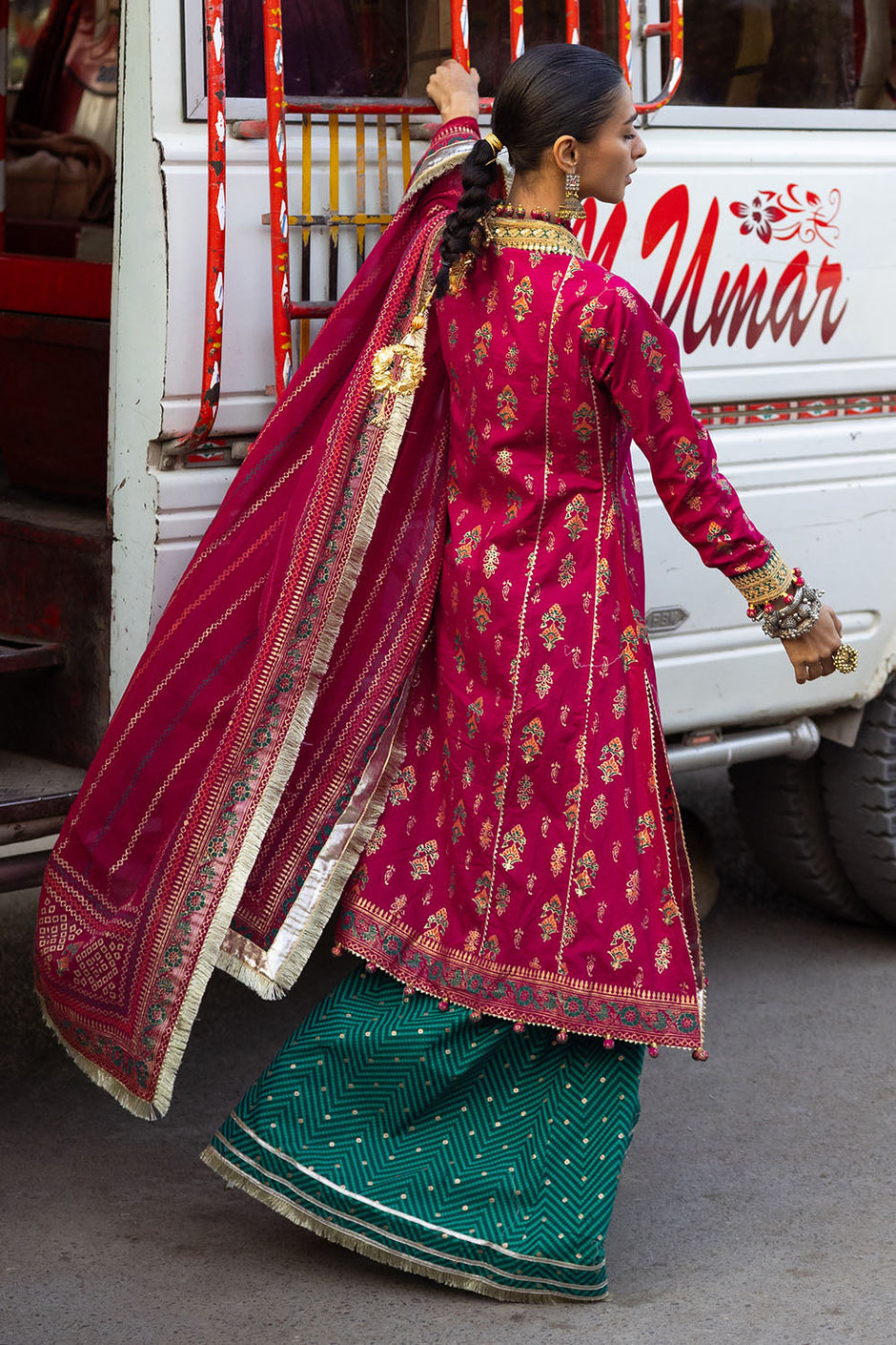 3 Piece Gold and Lacquer Printed Lawn Suit with Gold and Lacquer Printed Chiffon Dupatta and Gold and Lacquer Printed Trouser