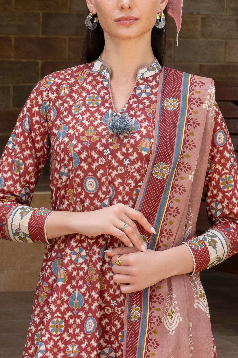 3 Piece Printed Cambric Suit with Lawn Dupatta