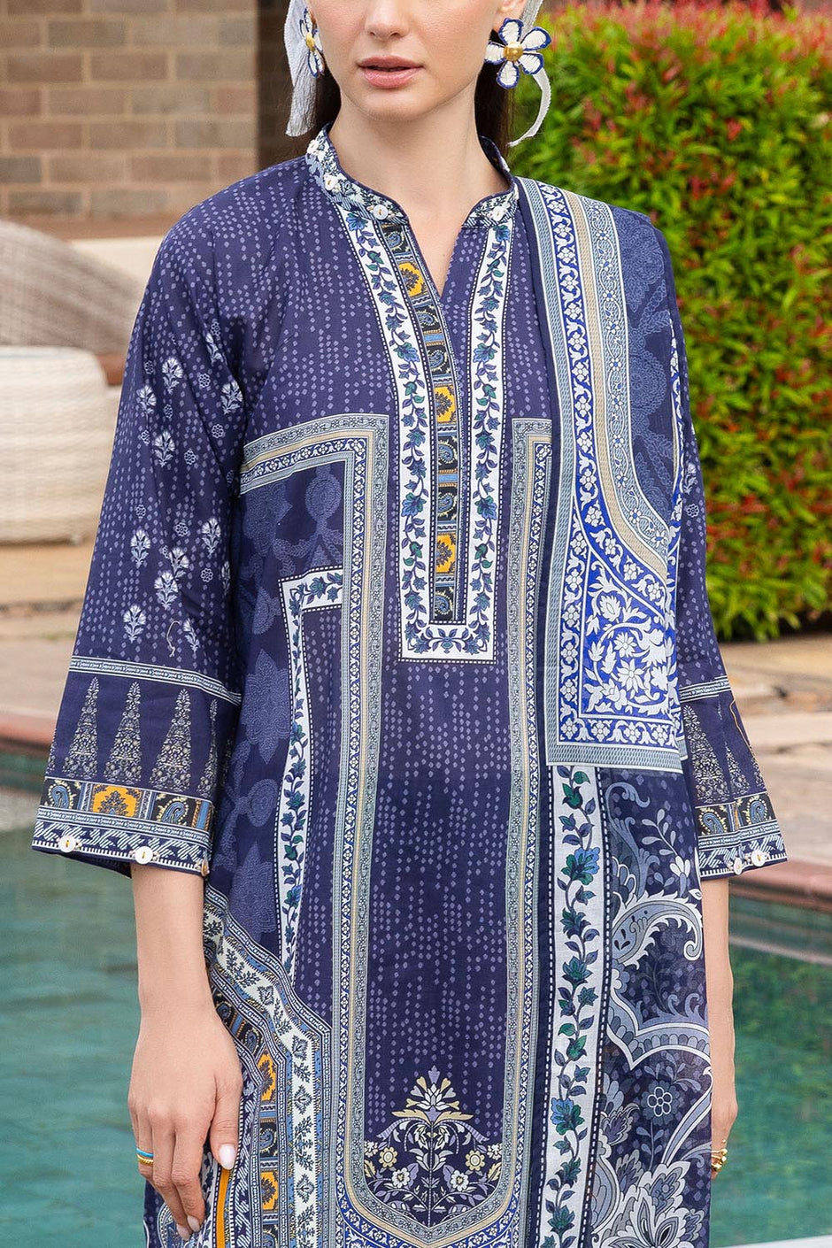 3 Piece Printed Cambric Suit with Lawn Dupatta