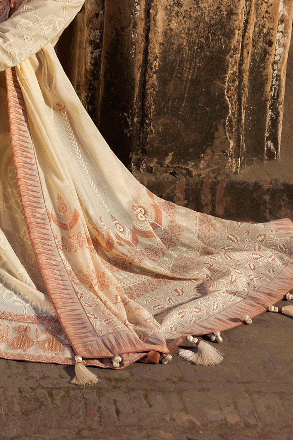 3 Piece Embroidered Lawn Suit with Lacquer Printed Denting Dupatta