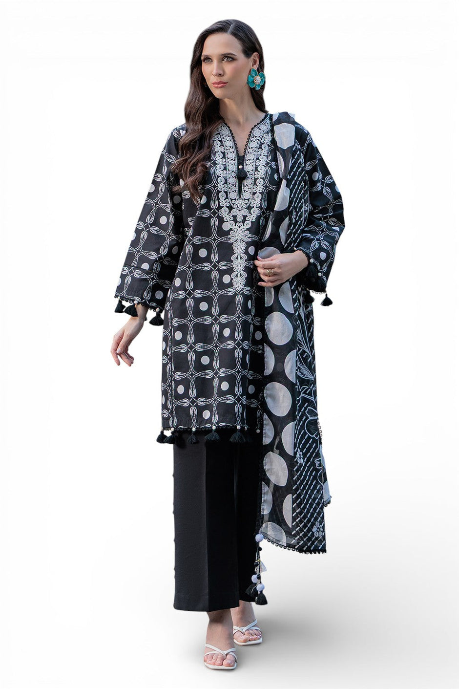 3 Piece Printed Lawn Suit with Embroidered Neckline