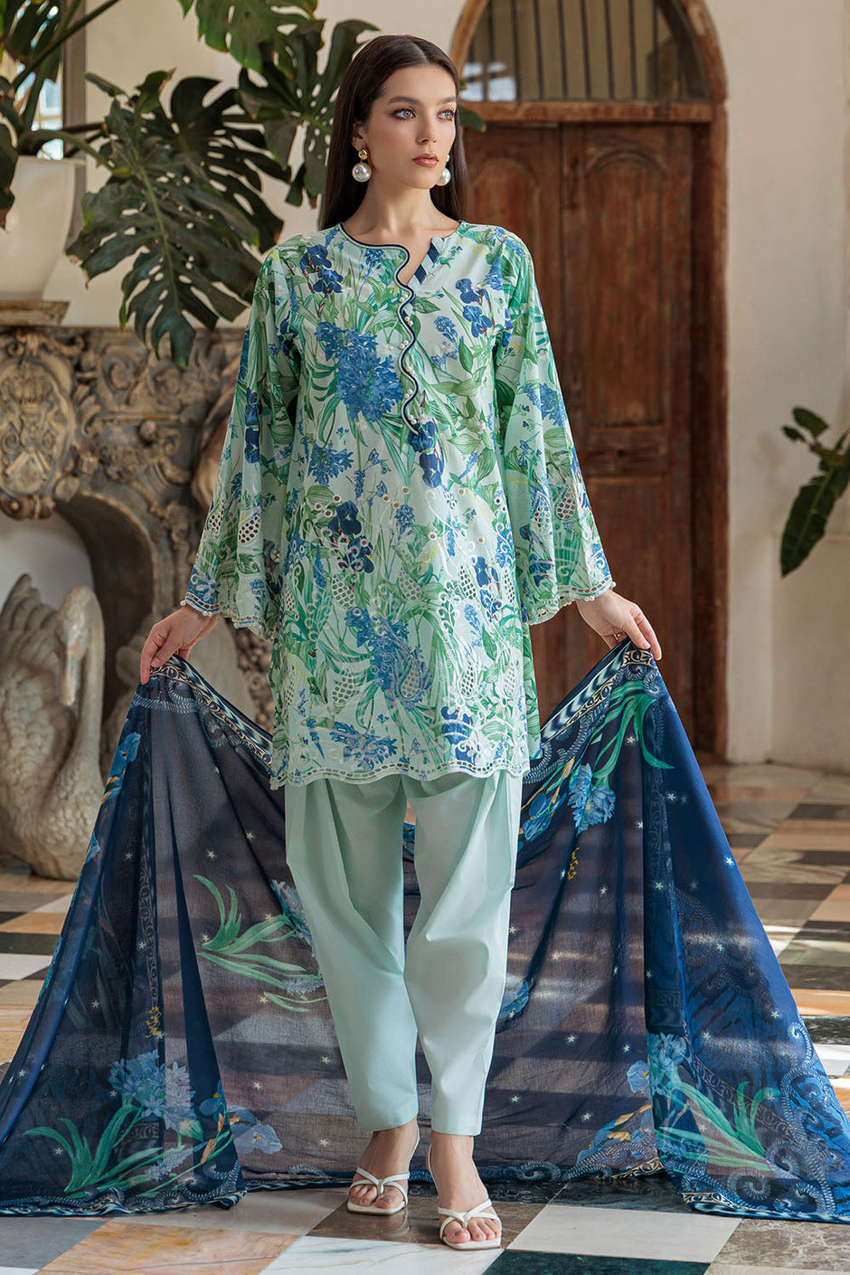 3 Piece Embroidered Printed Lawn Suit with Dupatta