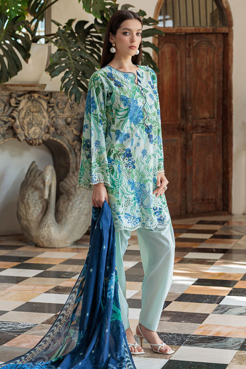3 Piece Embroidered Printed Lawn Suit with Dupatta