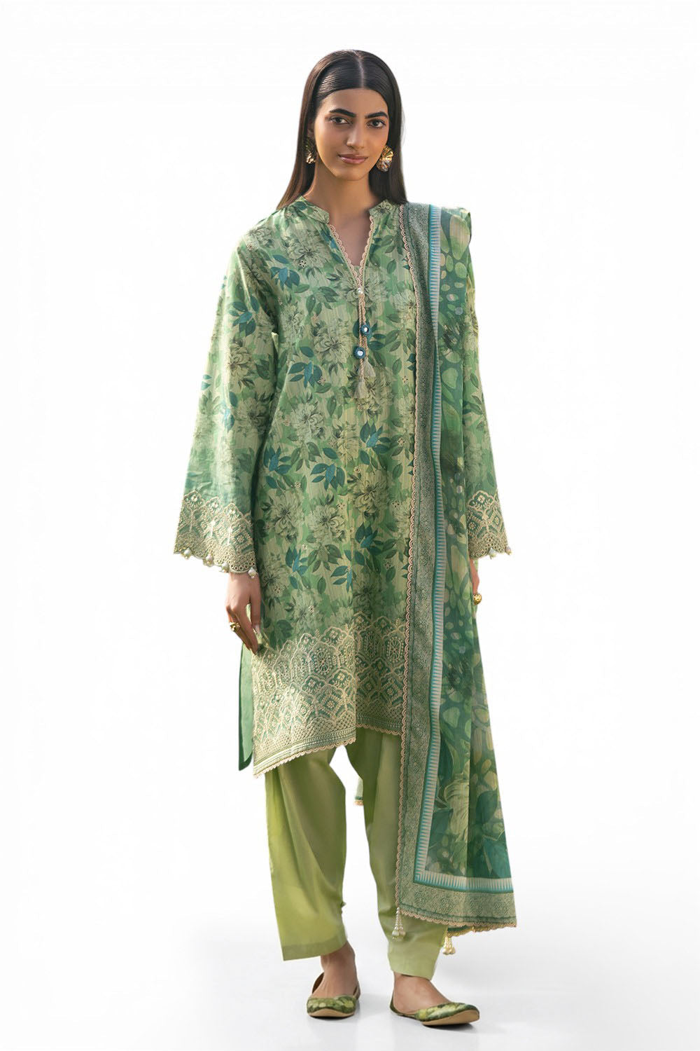 3 Piece Embroidered Printed Lawn Suit with Dupatta
