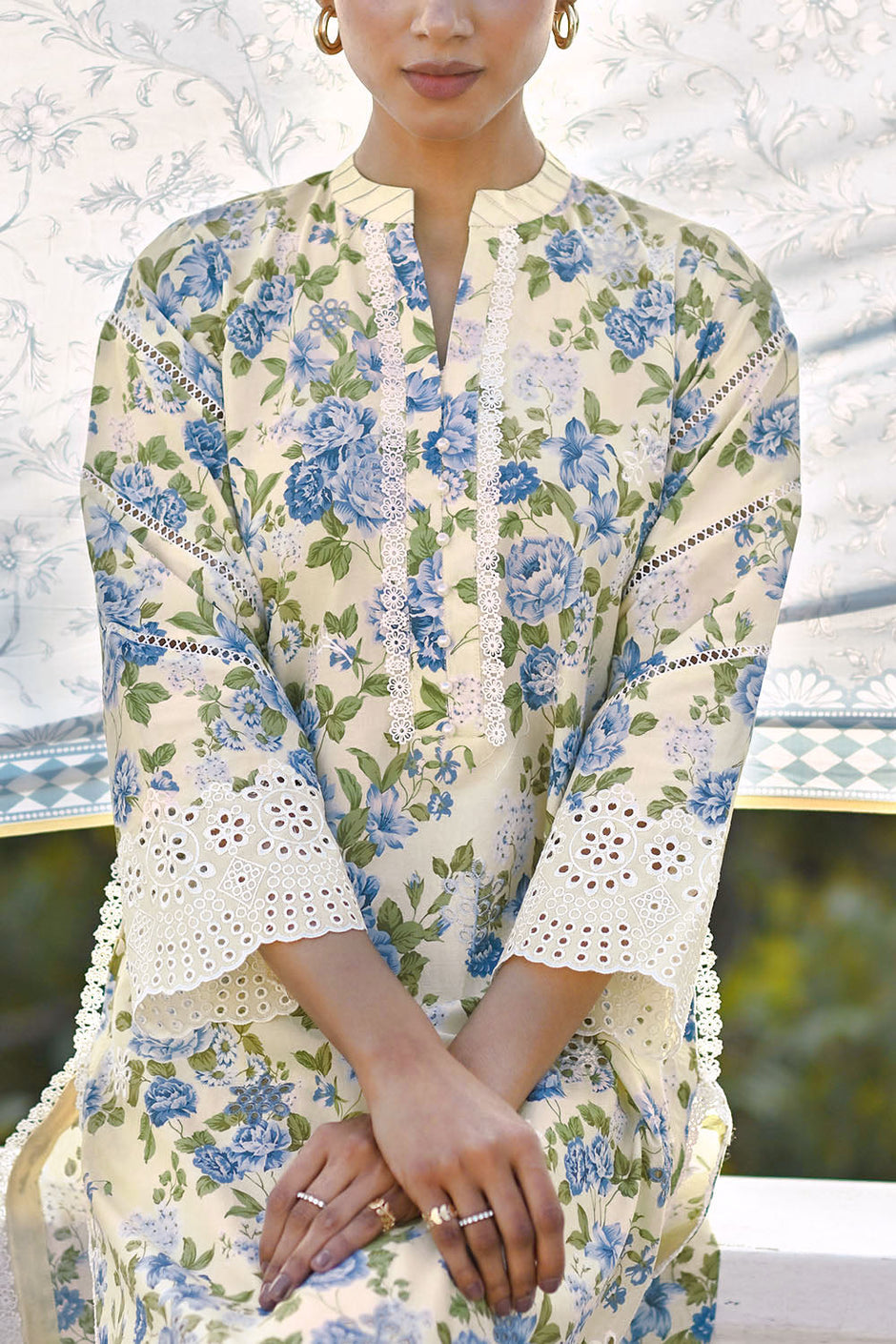3 Piece Embroidered Printed Lawn Suit with Border