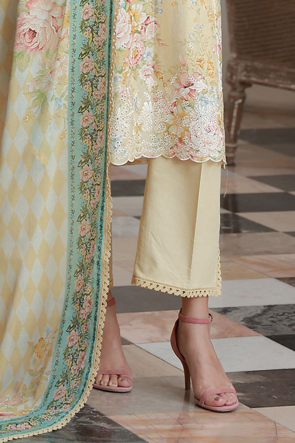 3 Piece Embroidered Printed Lawn Suit with Dupatta