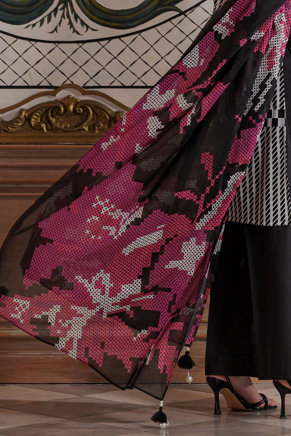 3 Piece Printed Lawn Suit with Embroidered Border