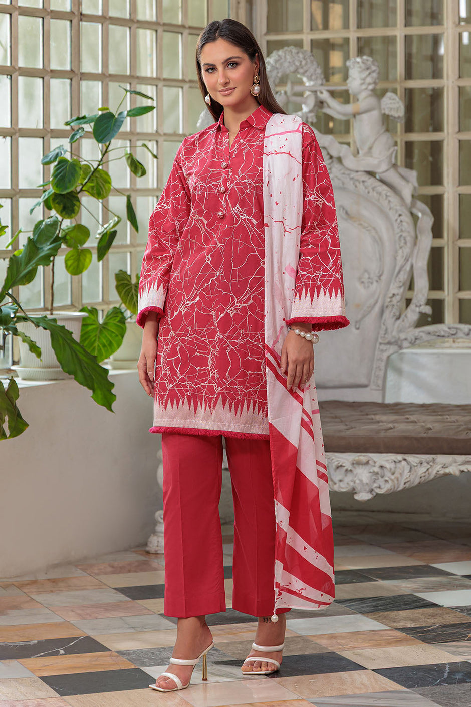 3 Piece Embroidered Lawn Suit with Dupatta