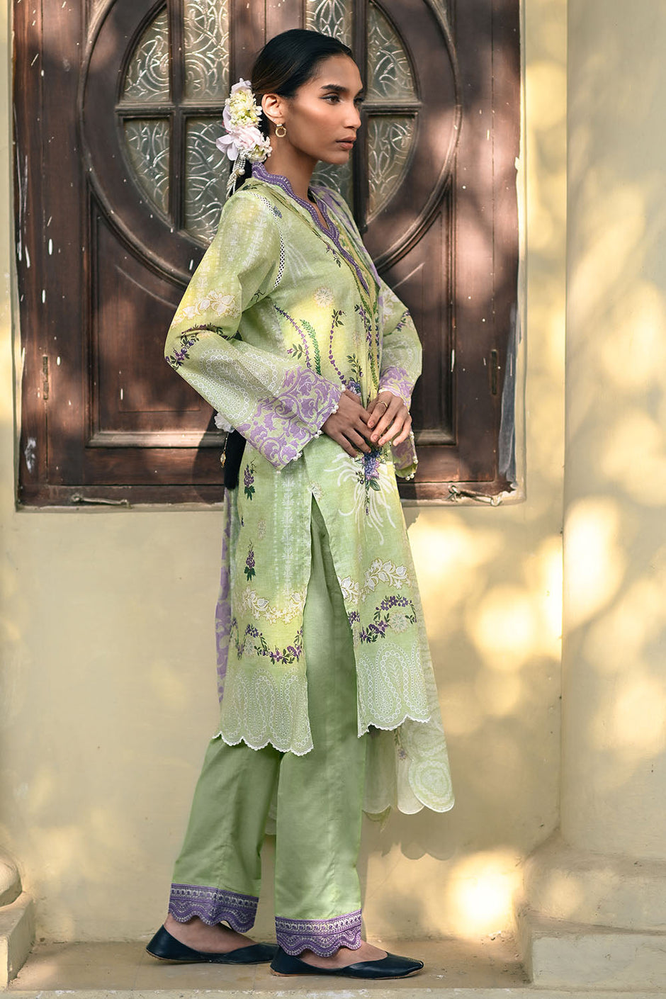 3 Piece Printed Lawn Suit with Embroidered Borders
