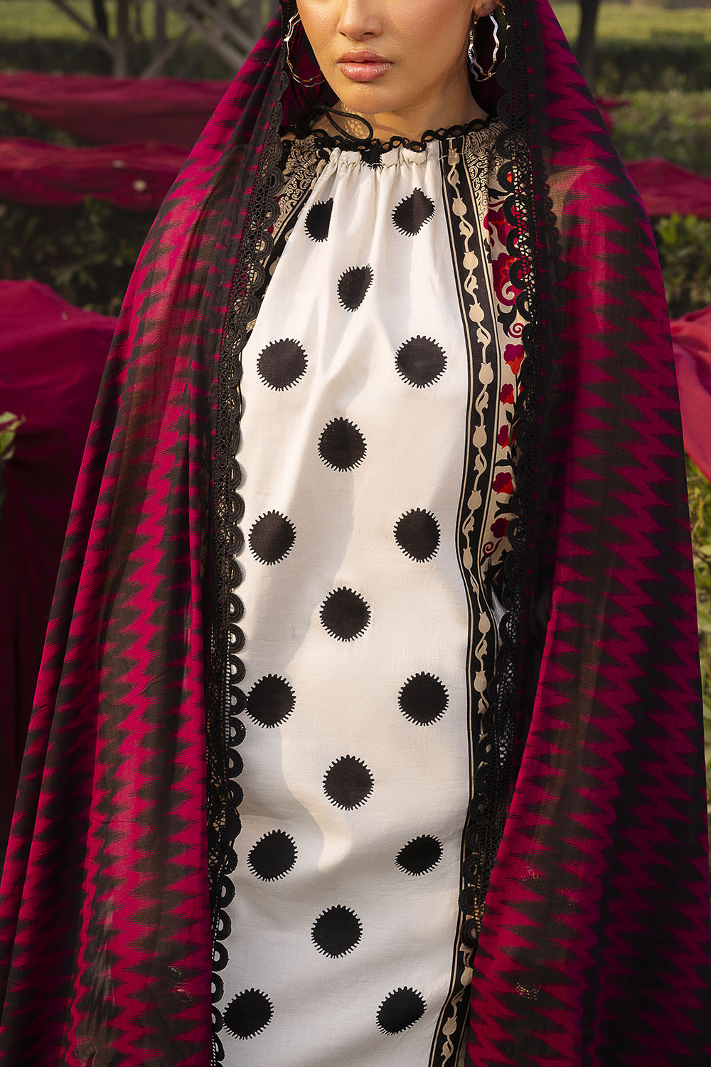 3 Piece Printed Lawn Suit with Crochet Lace