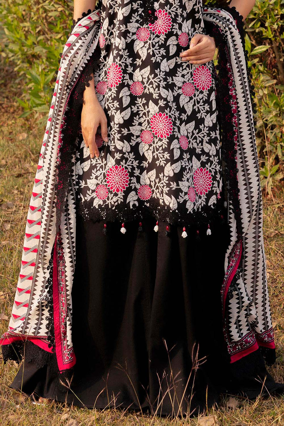 3 Piece Printed Lawn Suit with Embroidered Border