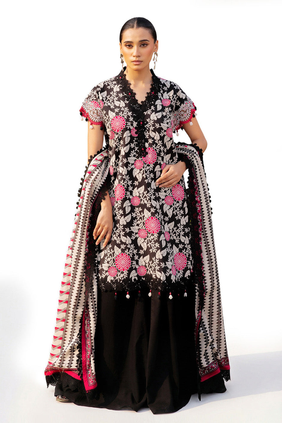 3 Piece Printed Lawn Suit with Embroidered Border