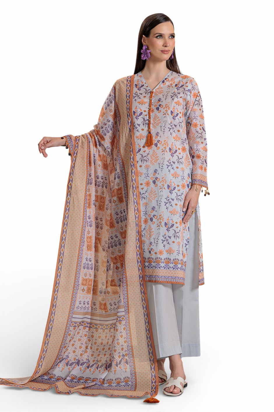 3 Piece Printed Lawn Suit and Dyed Trouser