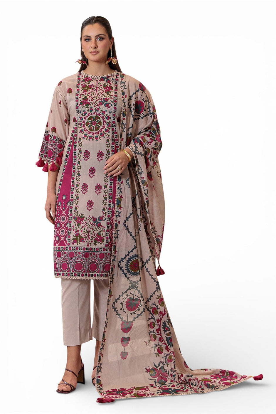 3 Piece Printed Lawn Suit and Dyed Trouser
