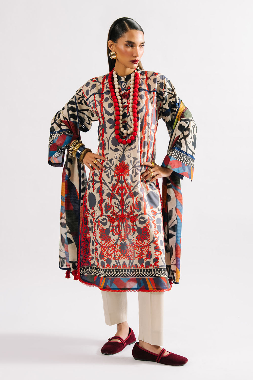 3 Piece Printed Lawn Suit with Dupatta