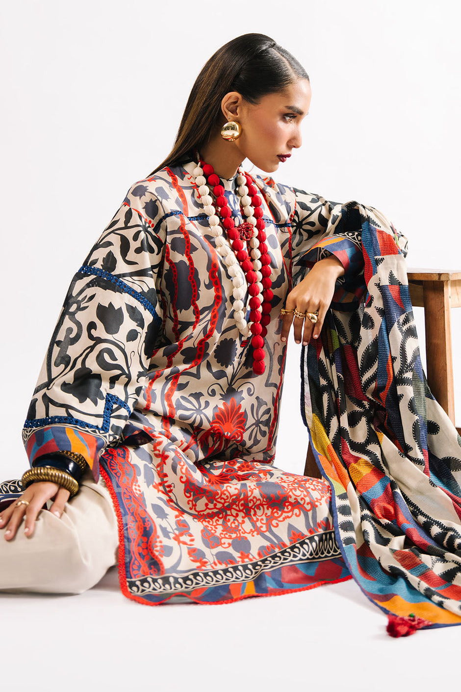 3 Piece Printed Lawn Suit with Dupatta