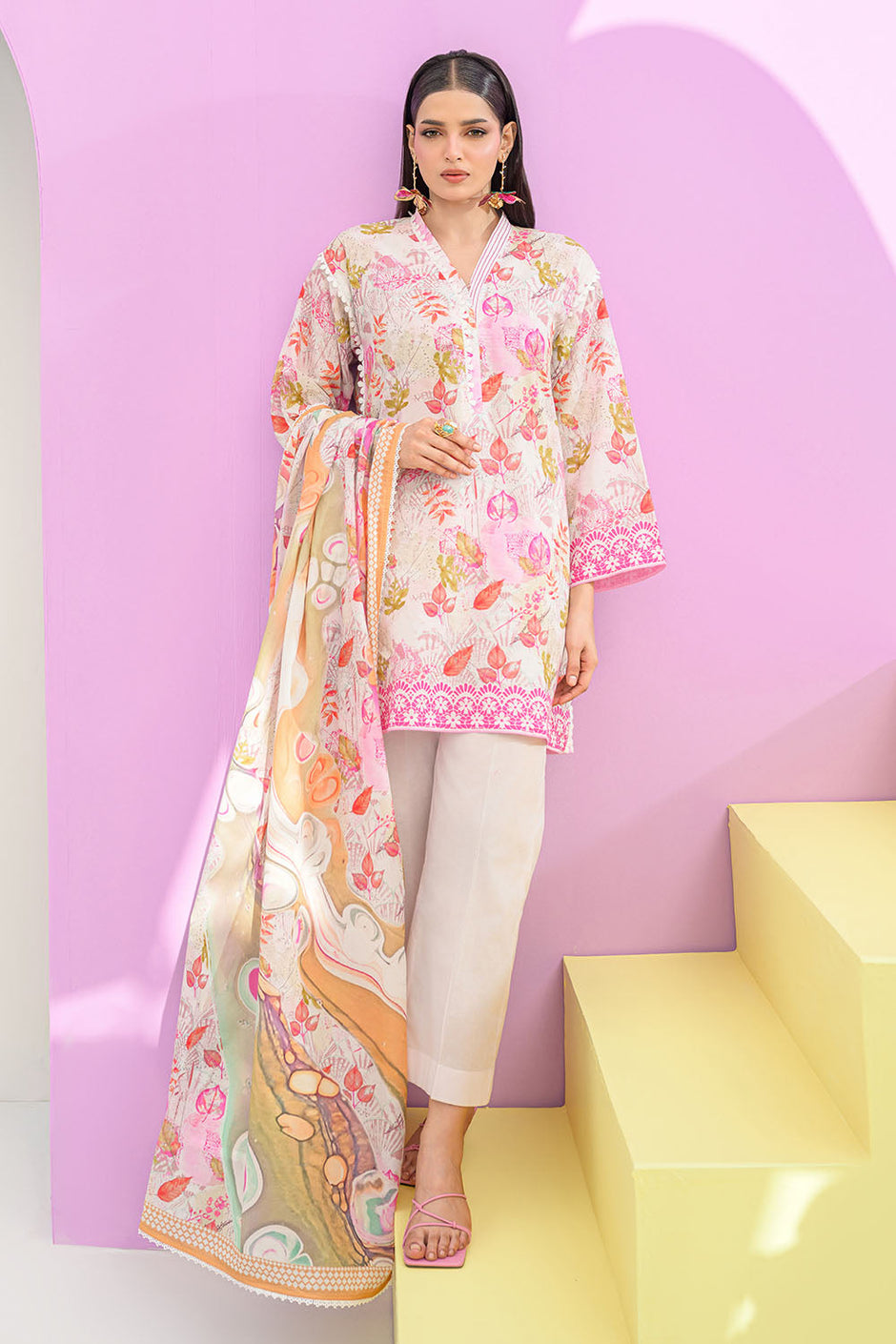 3 Piece Printed Lawn Suit and Dyed Trouser