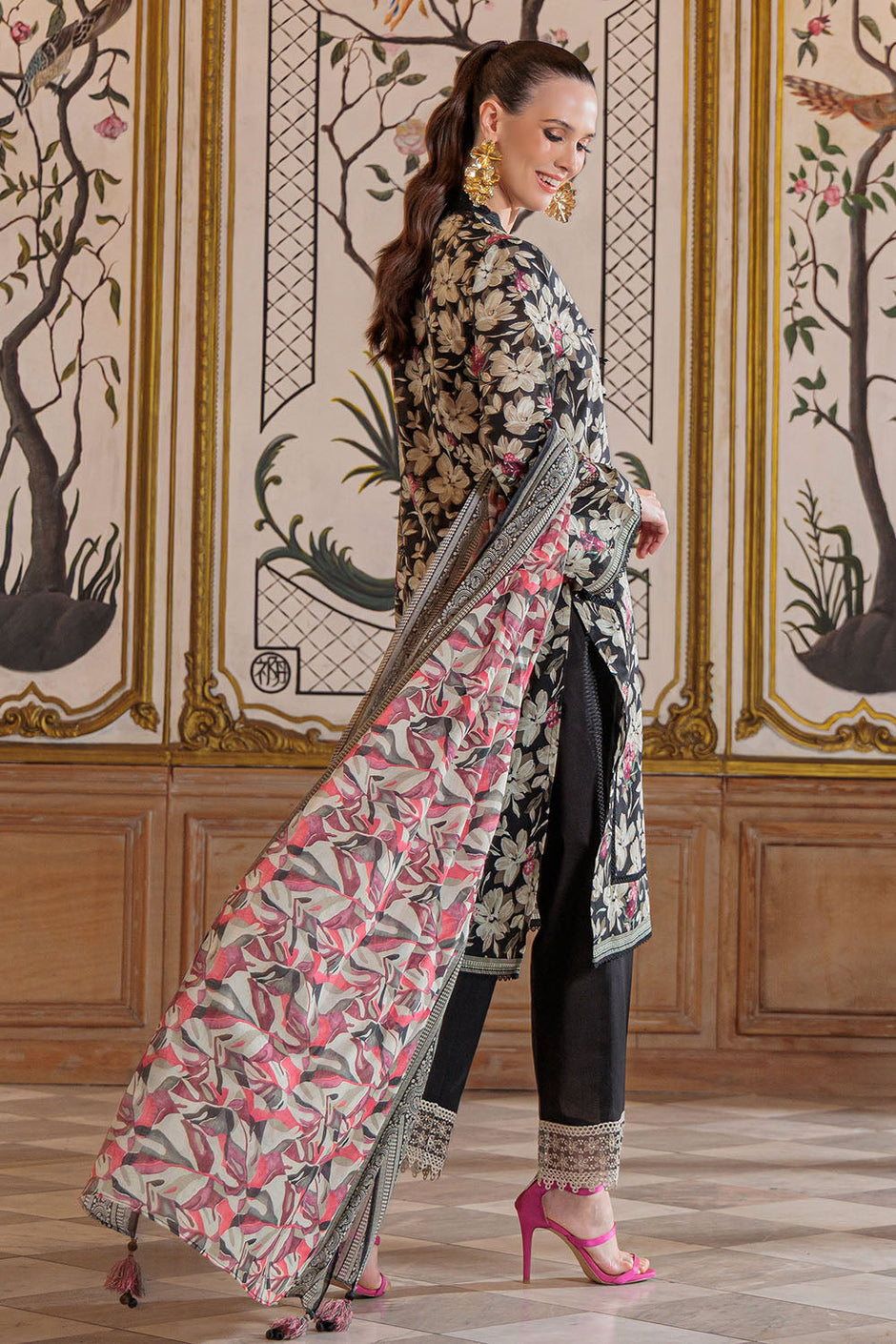 3 Piece Printed Lawn Suit with Embroidered Trouser Border