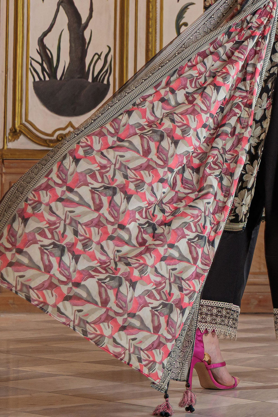 3 Piece Printed Lawn Suit with Embroidered Trouser Border