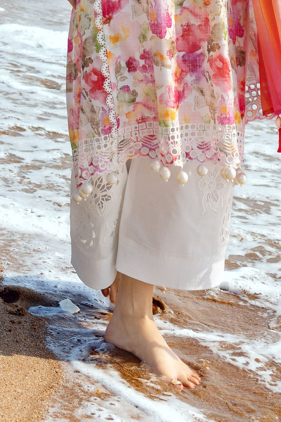 3 Piece Schiffli Embroidered Printed Lawn Suit with Lace Dupatta