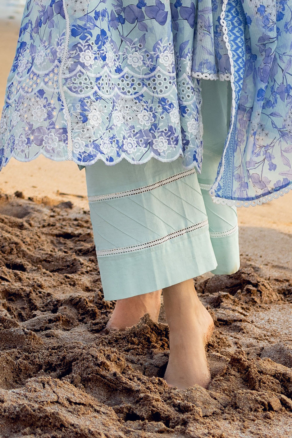 3 Piece Schiffli Embroidered Printed Lawn Suit with Denting Dupatta