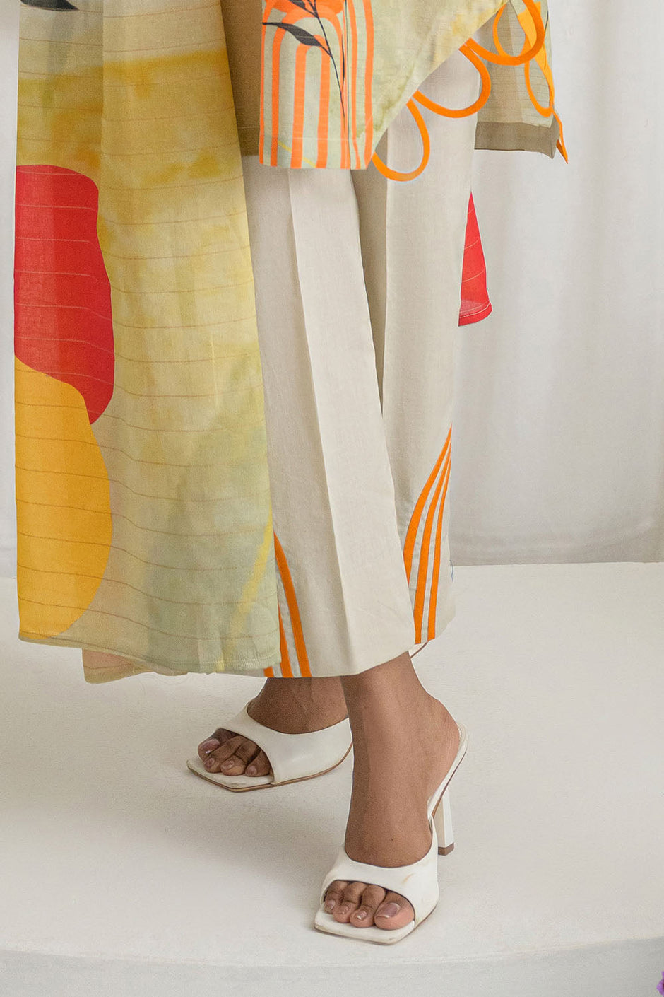 3 Piece Printed Mehsuri Stripe Lawn Suit with Printed Mehsuri Stripe Lawn Dupatta and Dyed Trouser
