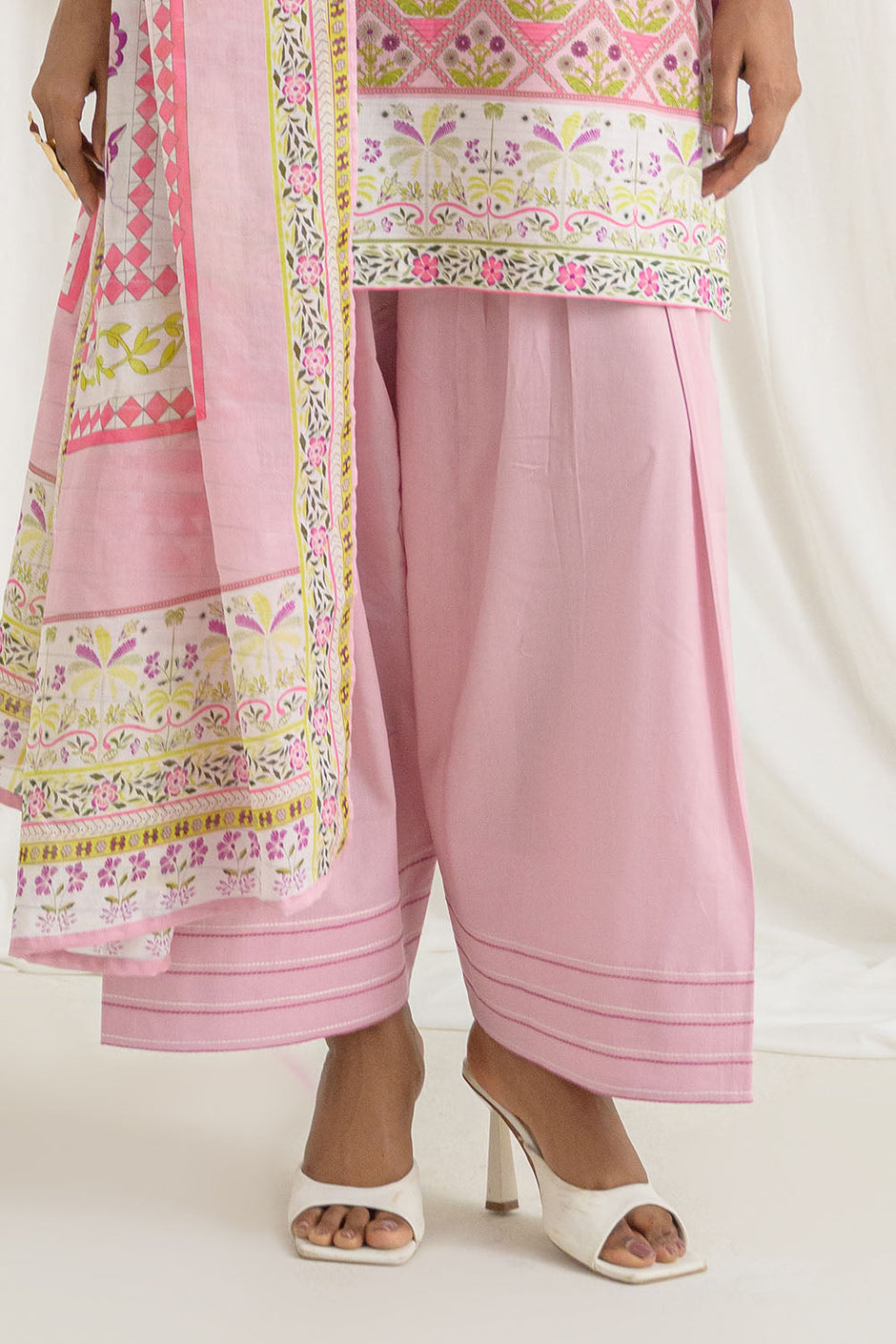3 Piece Printed Mehsuri Stripe Lawn Suit with Printed Mehsuri Stripe Lawn Dupatta and Dyed Trouser