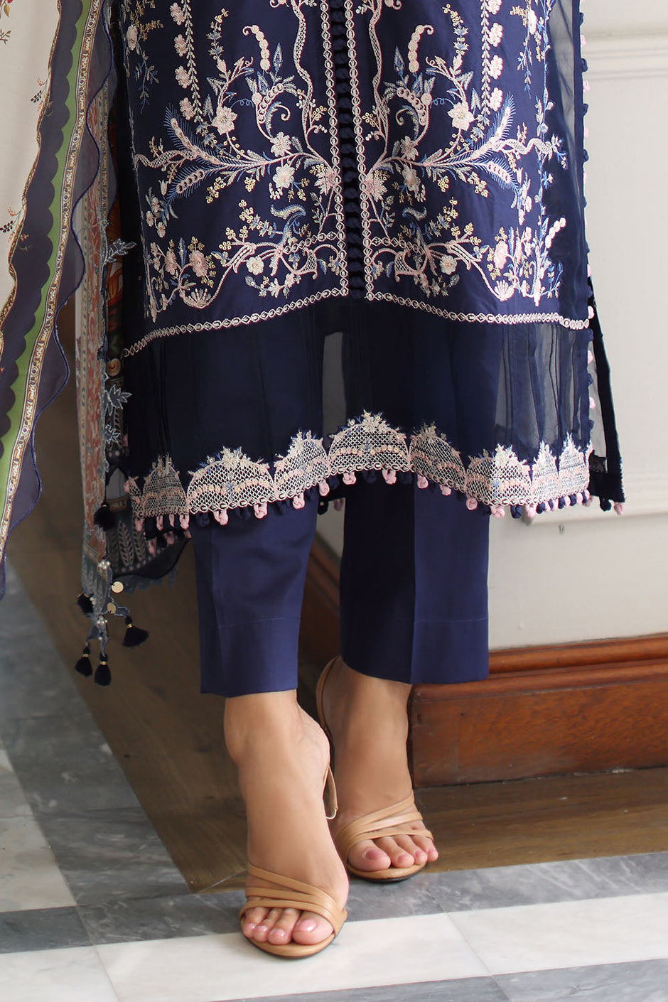3 Piece Embroidered Lawn Suit with Silk Dupatta