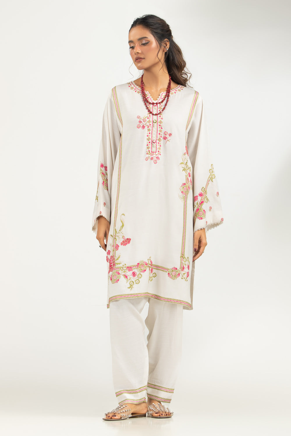 Viscose Rawsilk Embroidered Shirt And Trouser