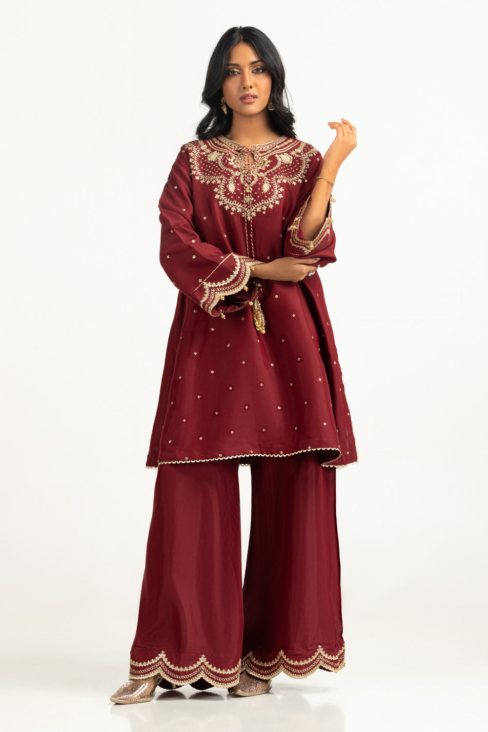 Viscose Rawsilk Embroidered Shirt And Trouser