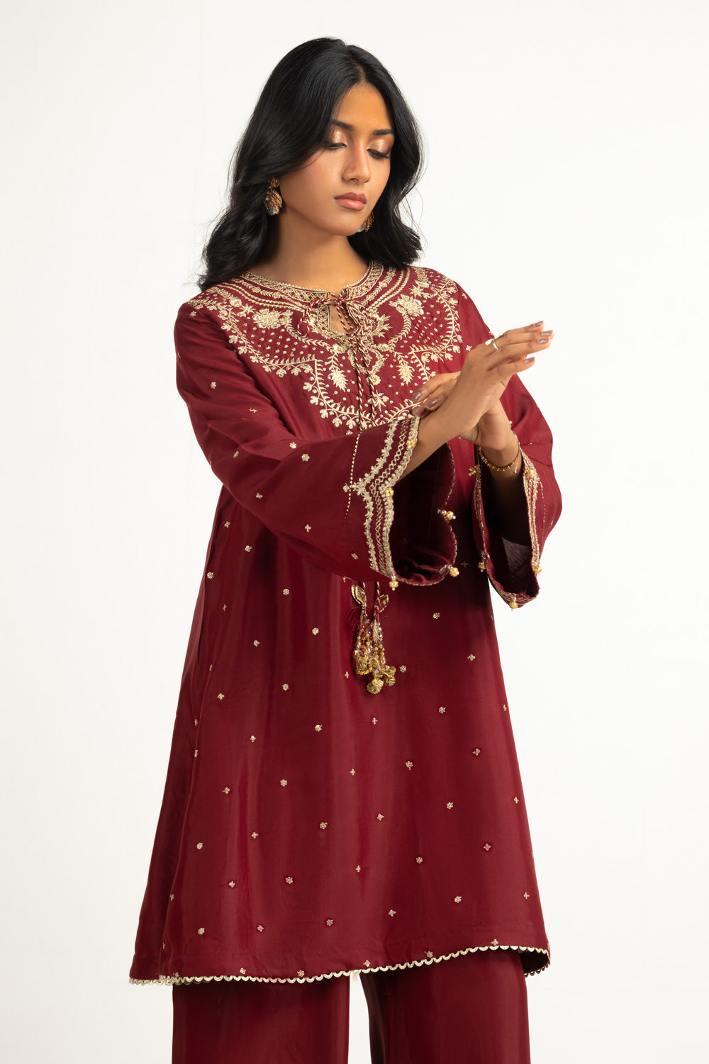 Viscose Rawsilk Embroidered Shirt And Trouser