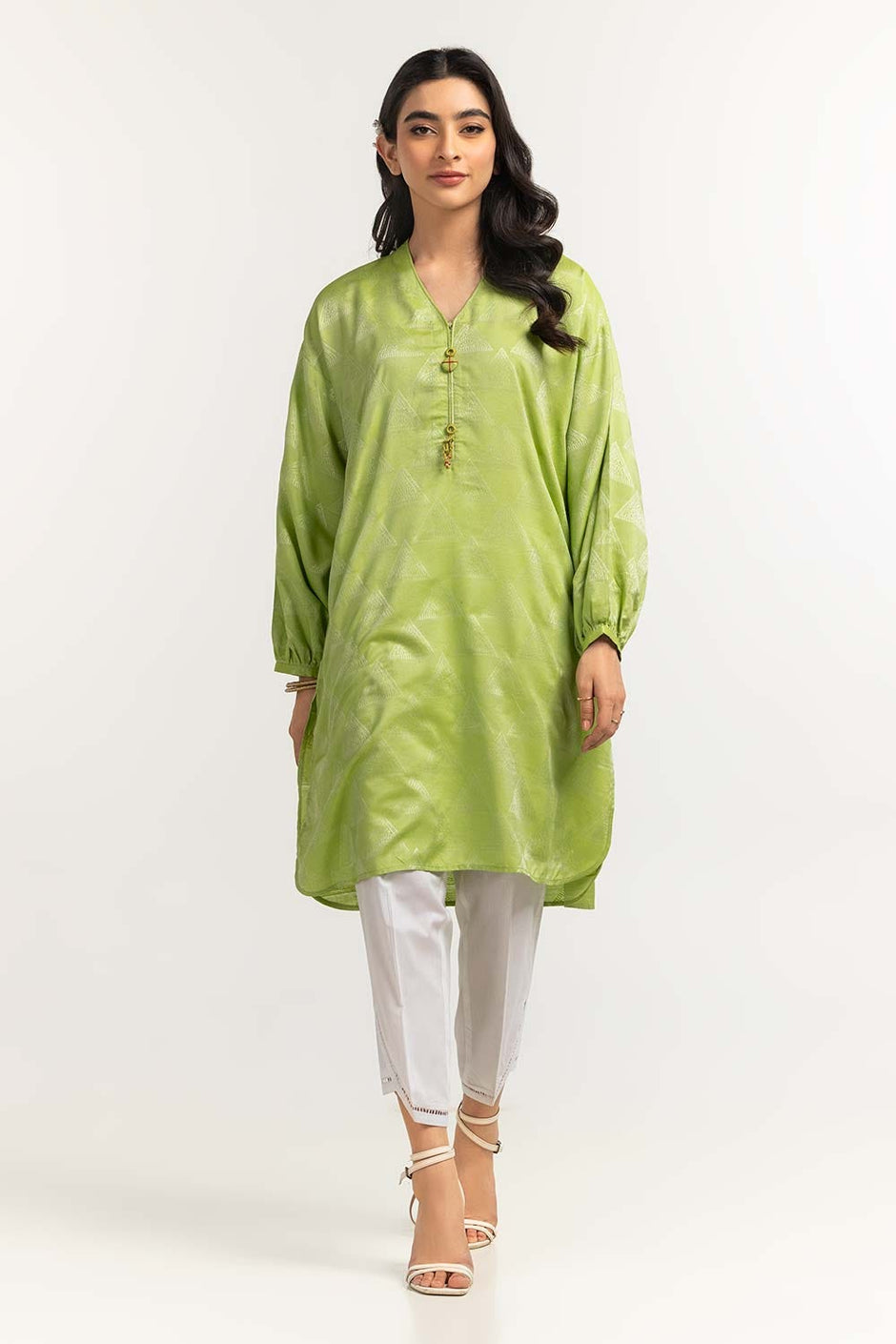Dyed Self Jacquard Embelished Shirt GLS-24-47